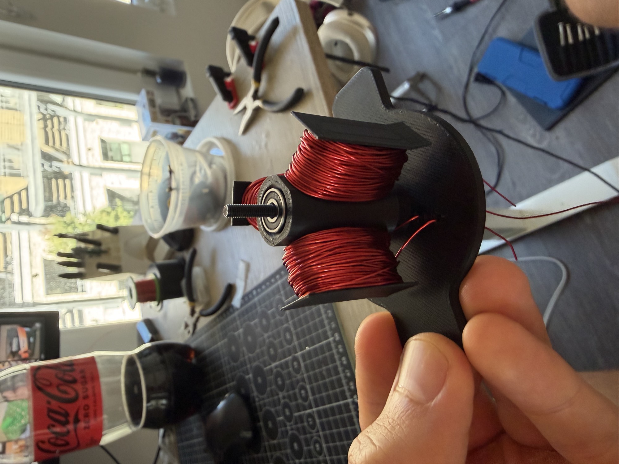 Completed V2 windings Second motor prototype after completing the denser copper windings